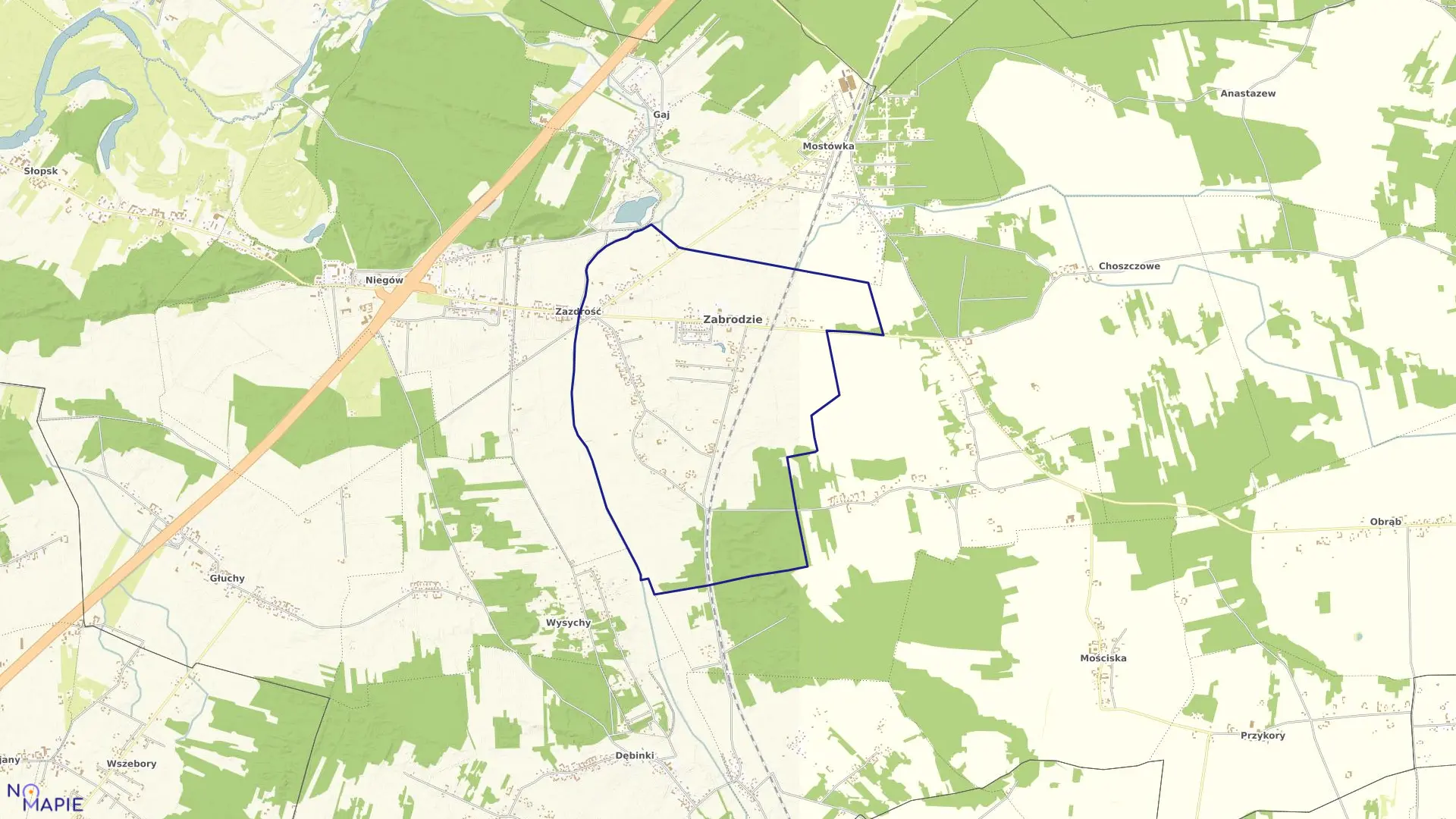 Mapa obrębu Zabrodzie w gminie Zabrodzie